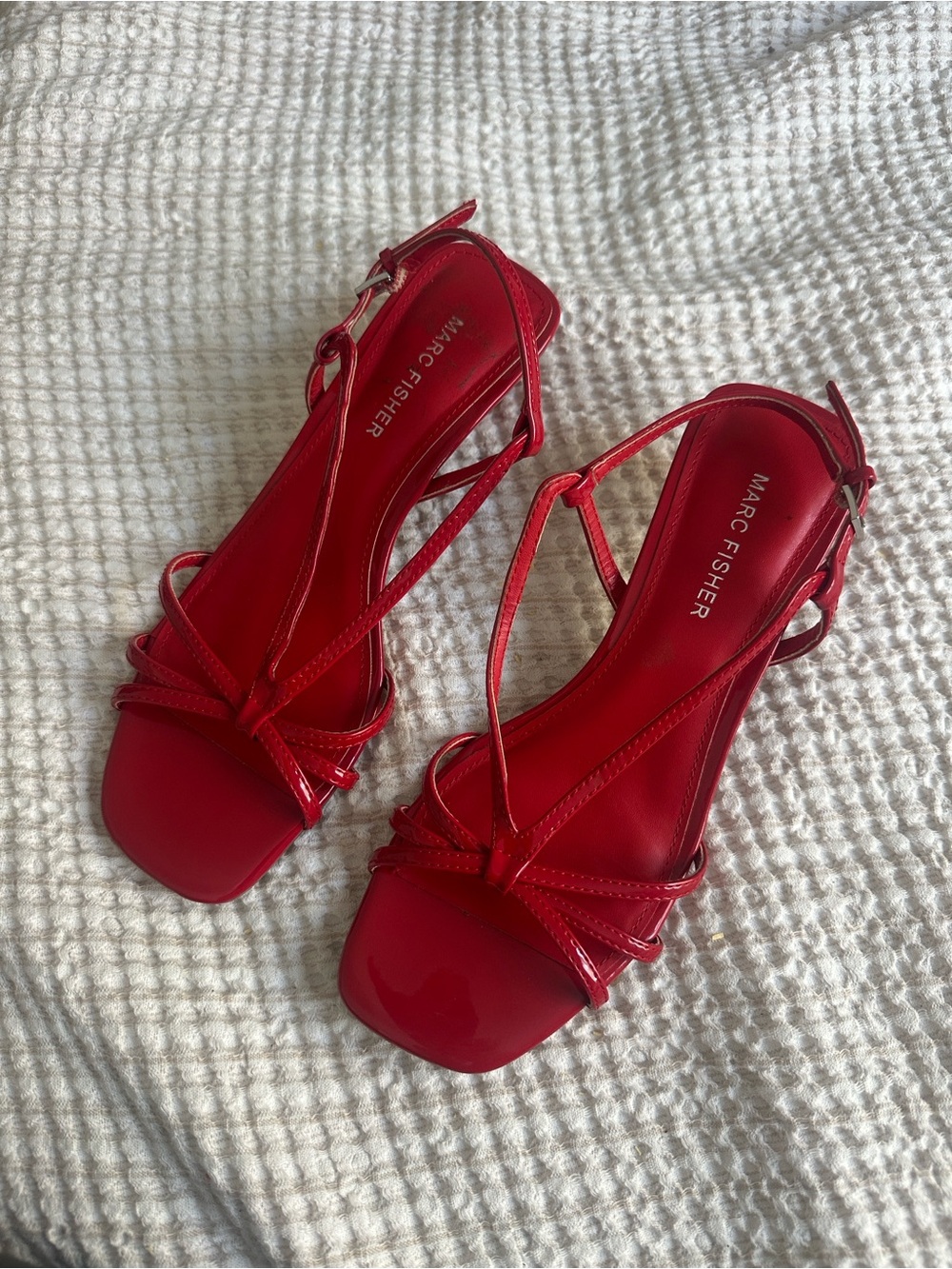 Marc Fisher Red Strappy Slingback Heels